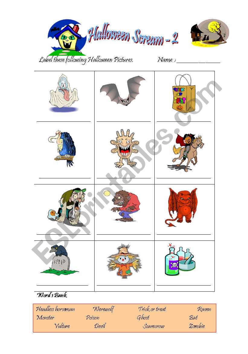 Halloween Vocabulary worksheet