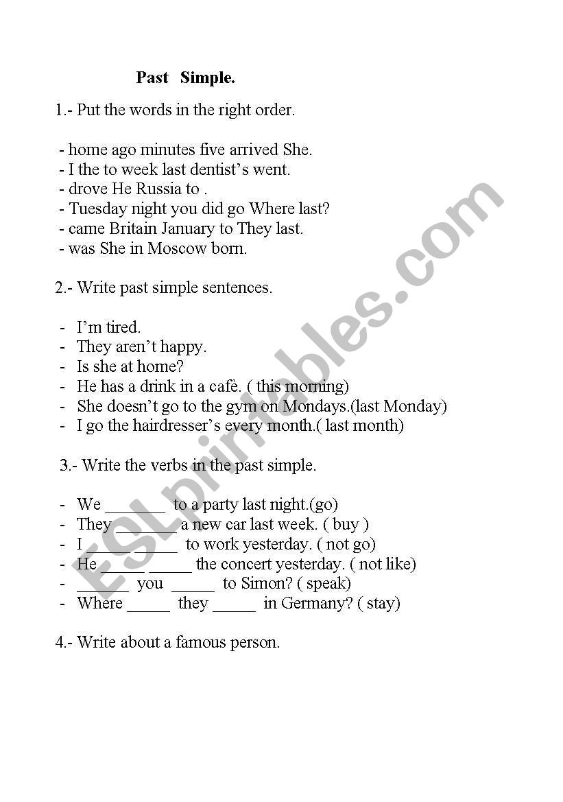 past simple worksheet