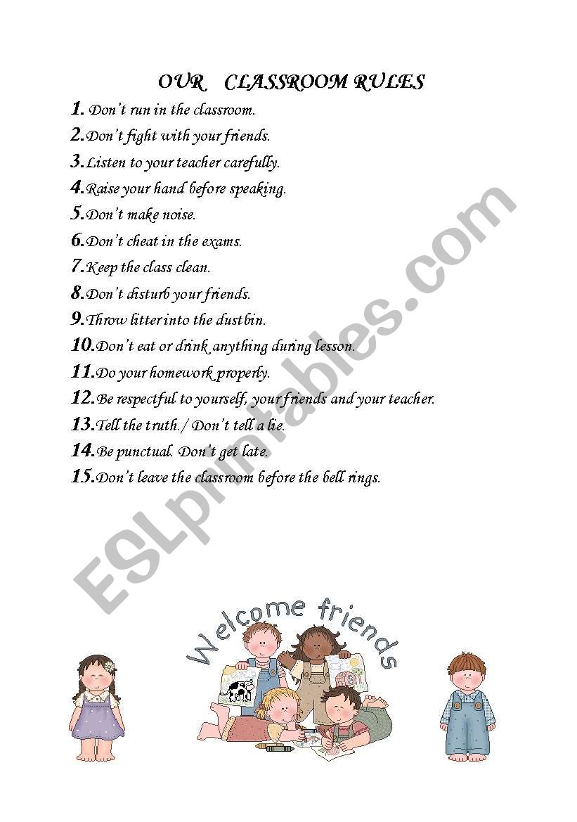 classroom rules worksheet