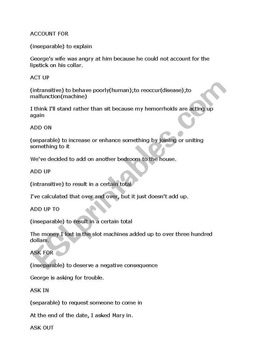 phrasal verbs worksheet