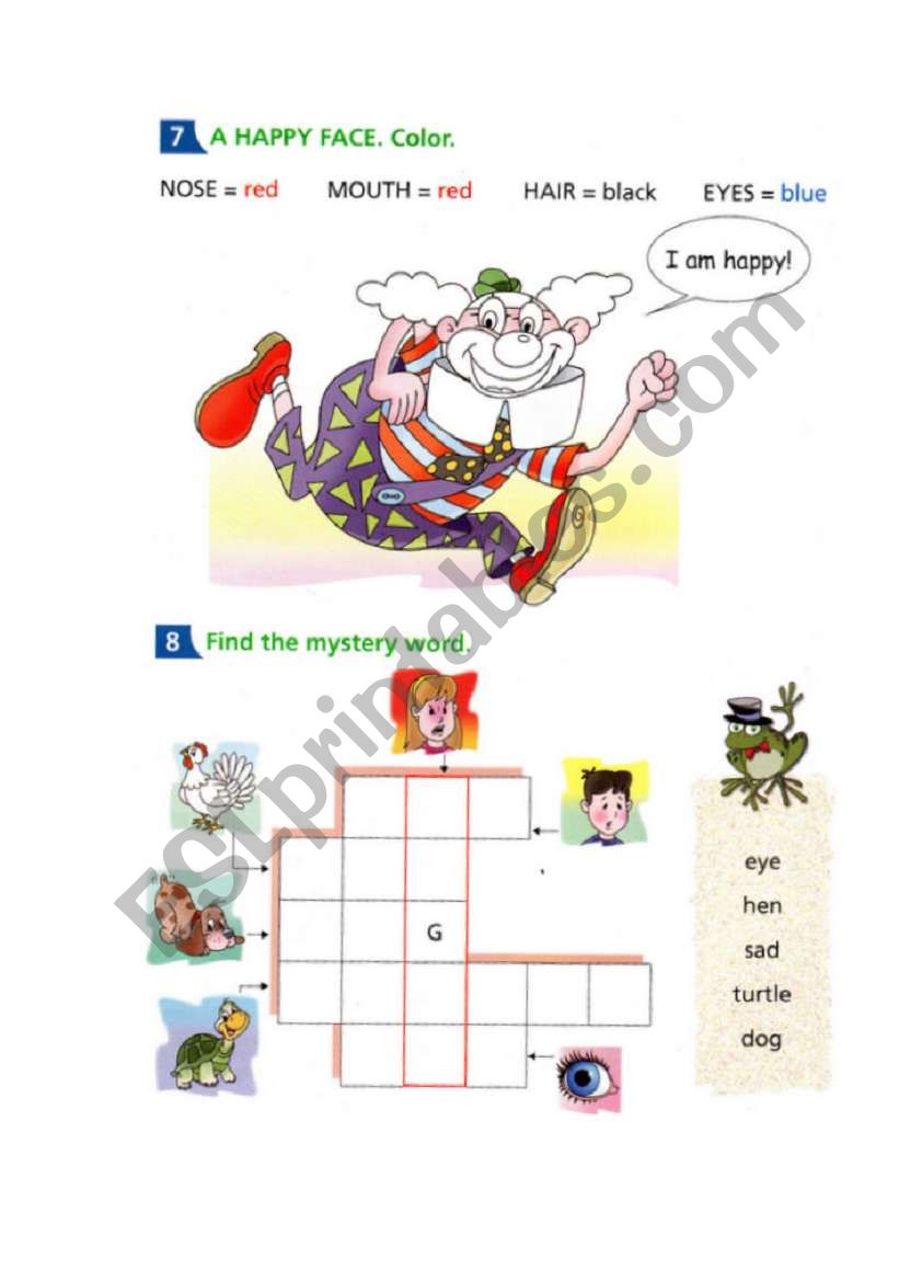 parts of body worksheet