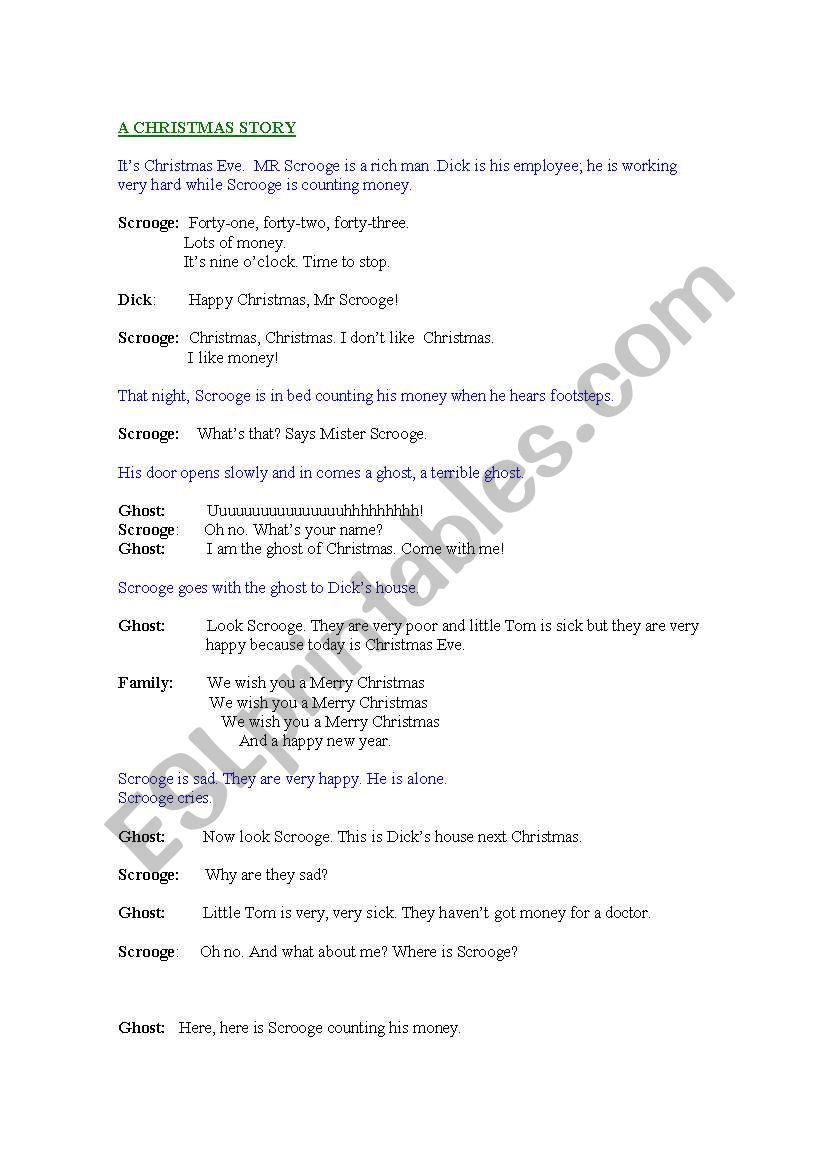 A CHRISTMAS STORY ROLE PLAY worksheet