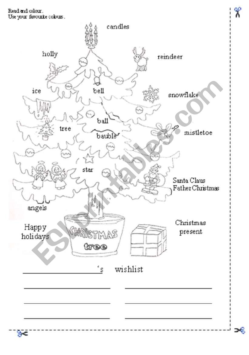 Christmas Tree coloring page worksheet