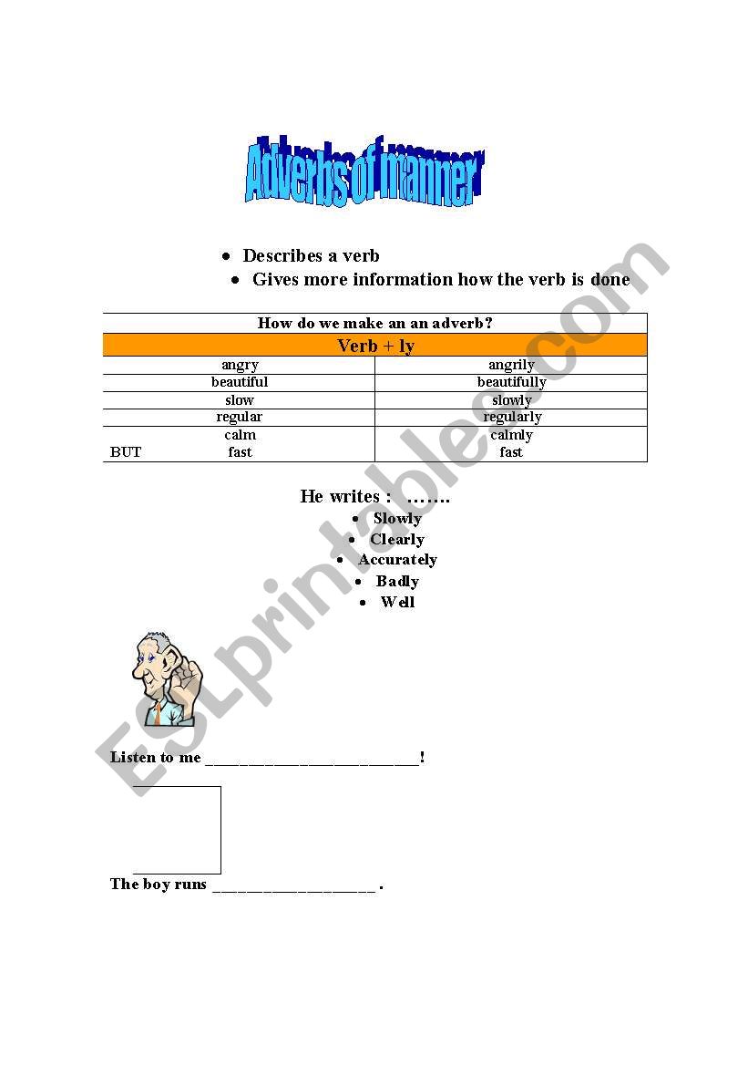 adverbs of manner worksheet