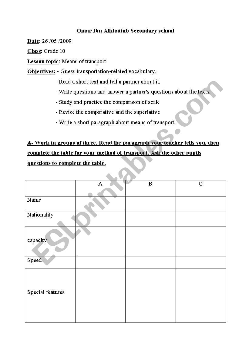 reading/lesson worksheet worksheet