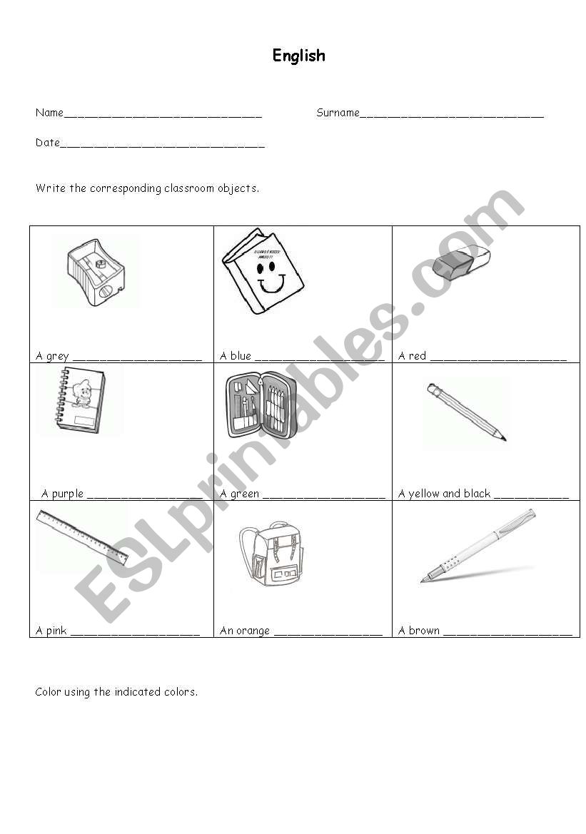 classroom  worksheet