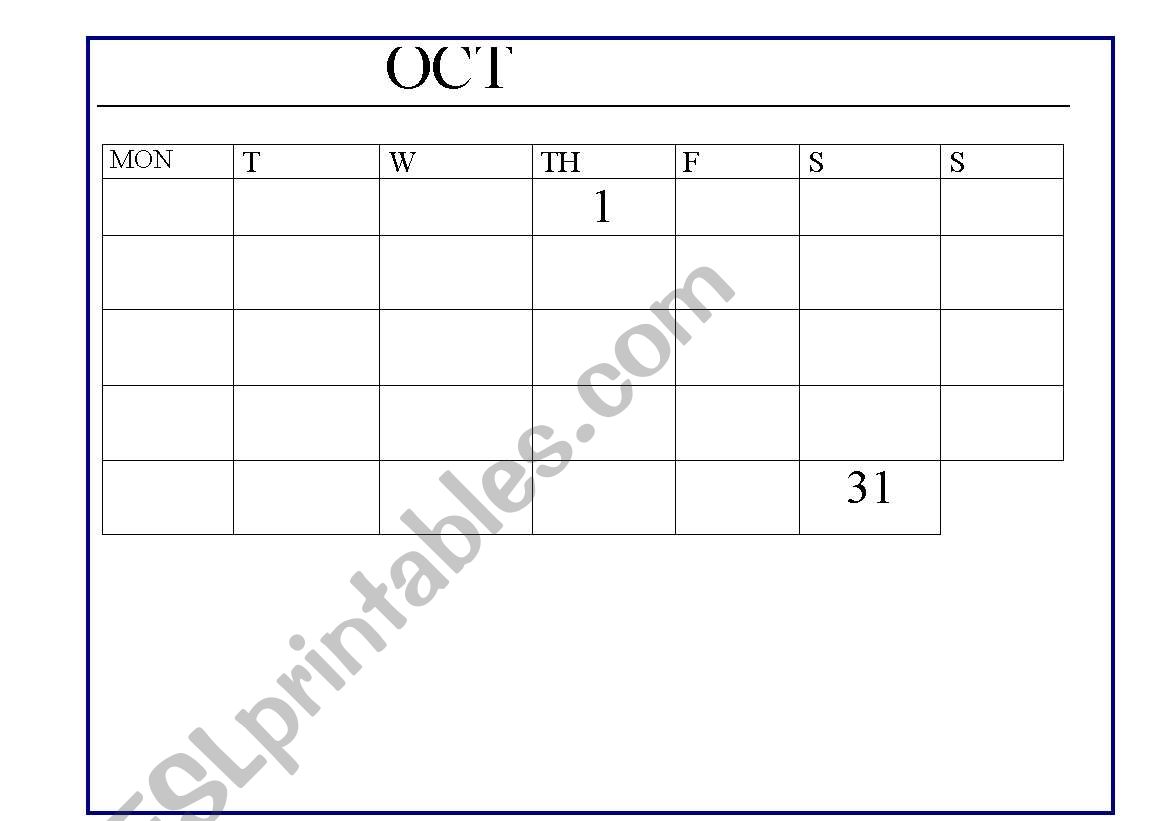 THE MONTHS OF THE YEAR worksheet