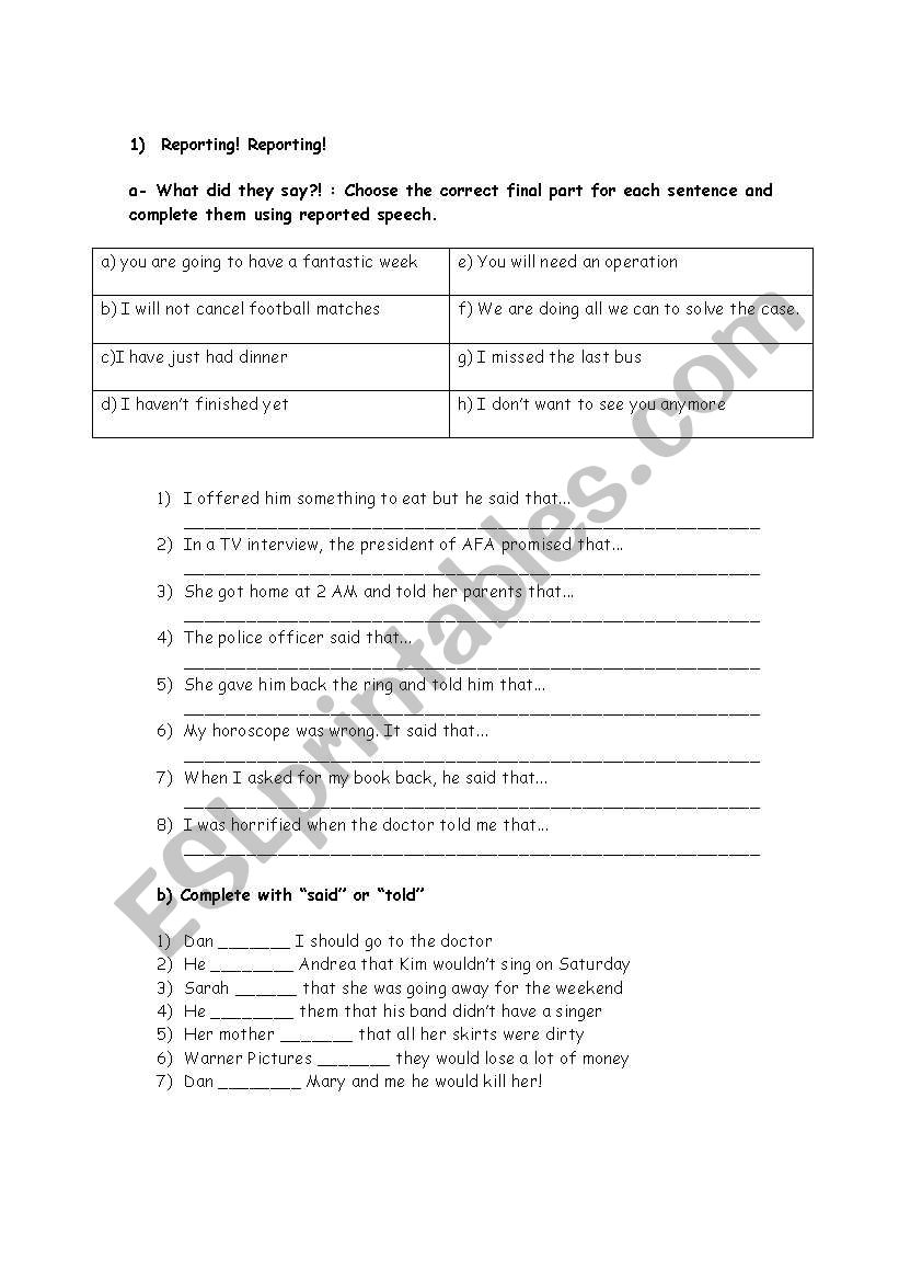 Intermediate Test worksheet
