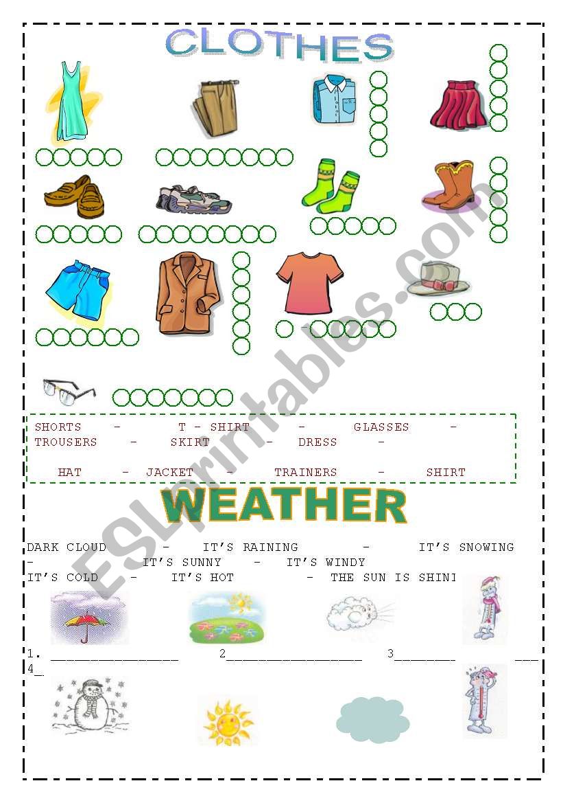 Clothes - weather worksheet