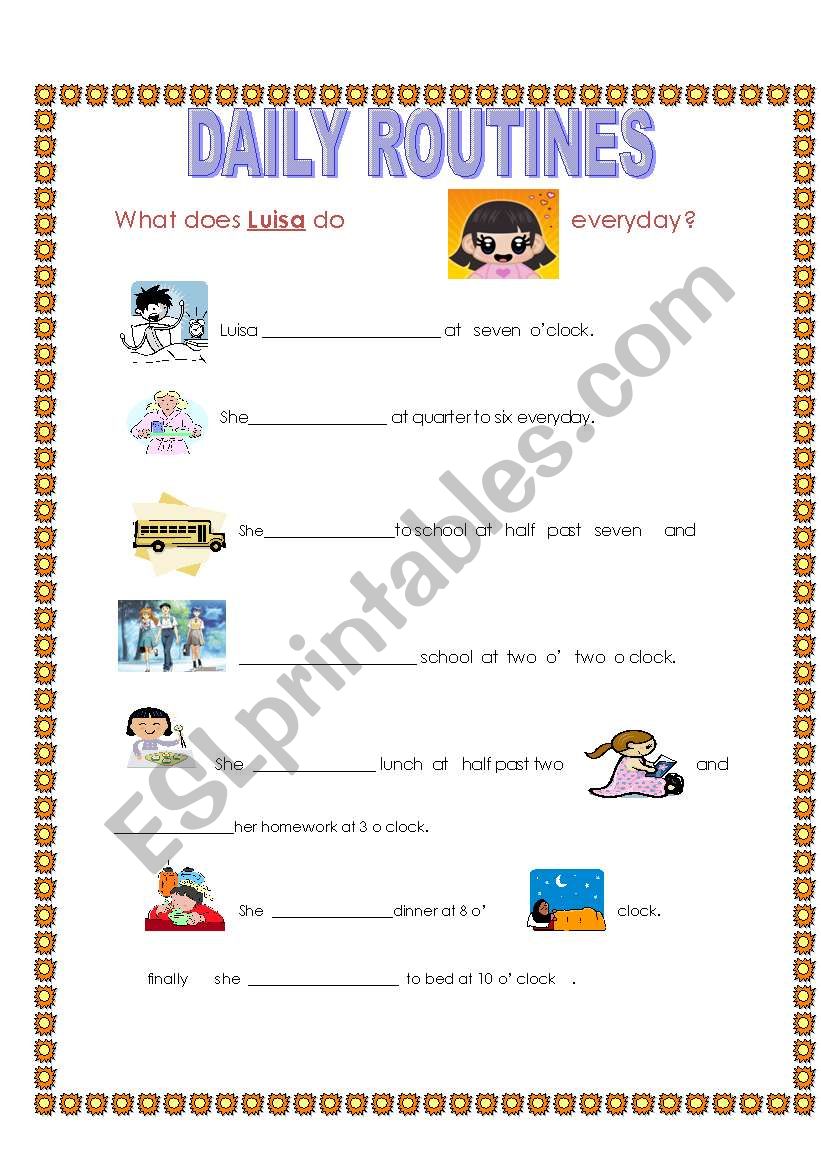 daily routine worksheet