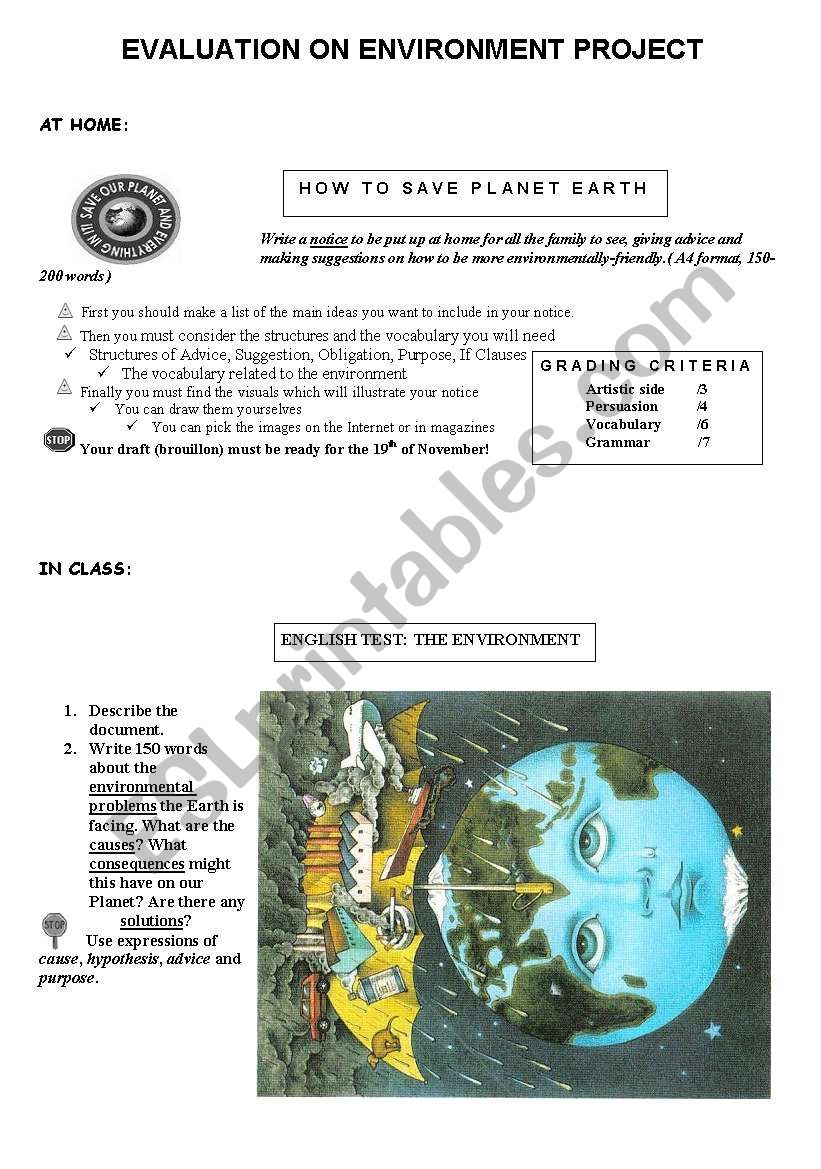 Environment - Test worksheet