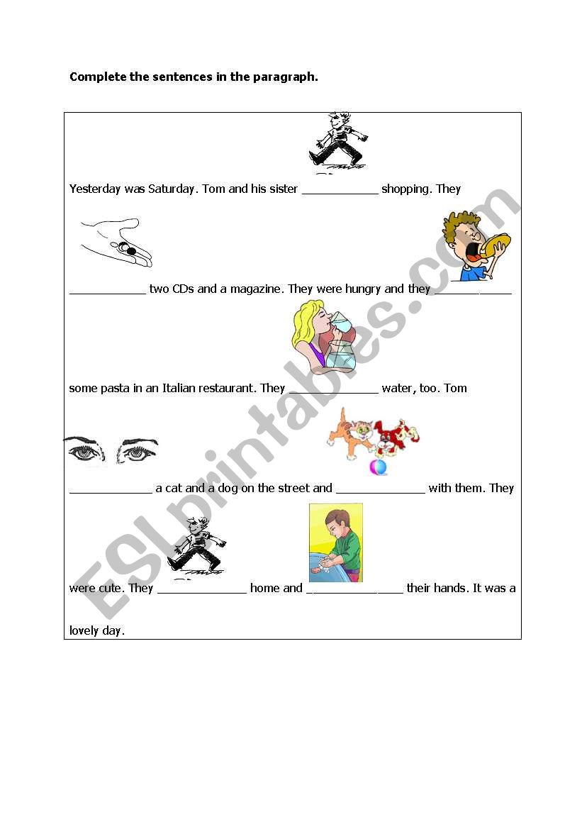 complete  the paragraph worksheet