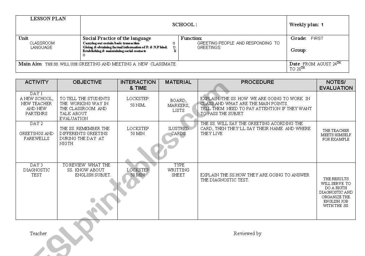 lesson plan worksheet