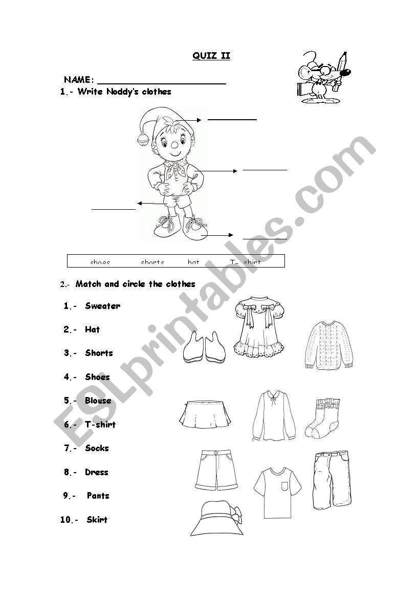 clothes worksheet