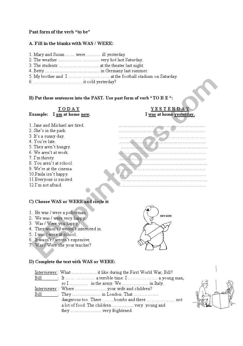 was/were worksheet