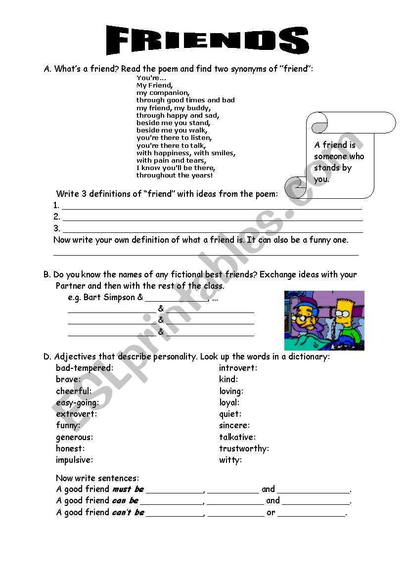 Friendship worksheet