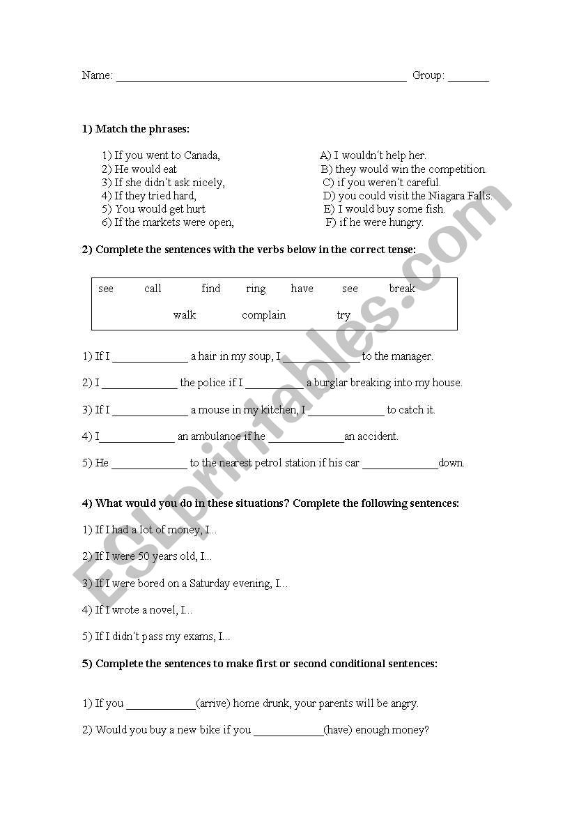 conditionals worksheet