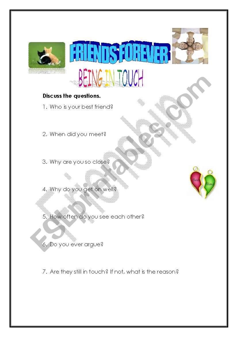 friends forever worksheet