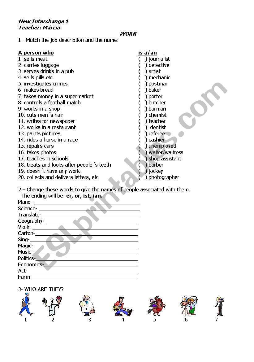 jobs activity worksheet