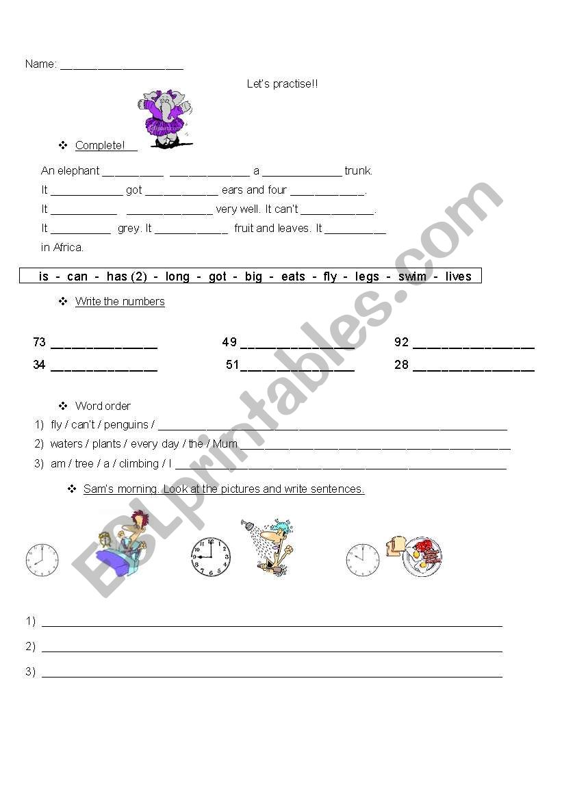 Revision exercises worksheet