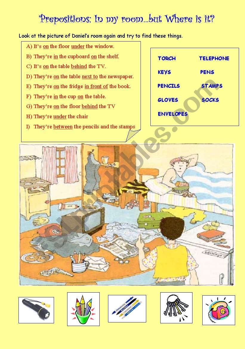 MESSY ROOM 2: PLACE PREPOSITIONS