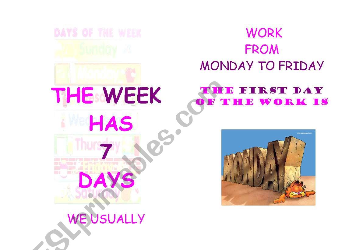 DAYS OF THE WEEK - PART 1  worksheet
