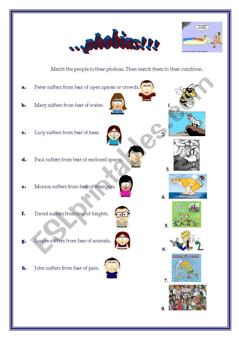 Phobias worksheet