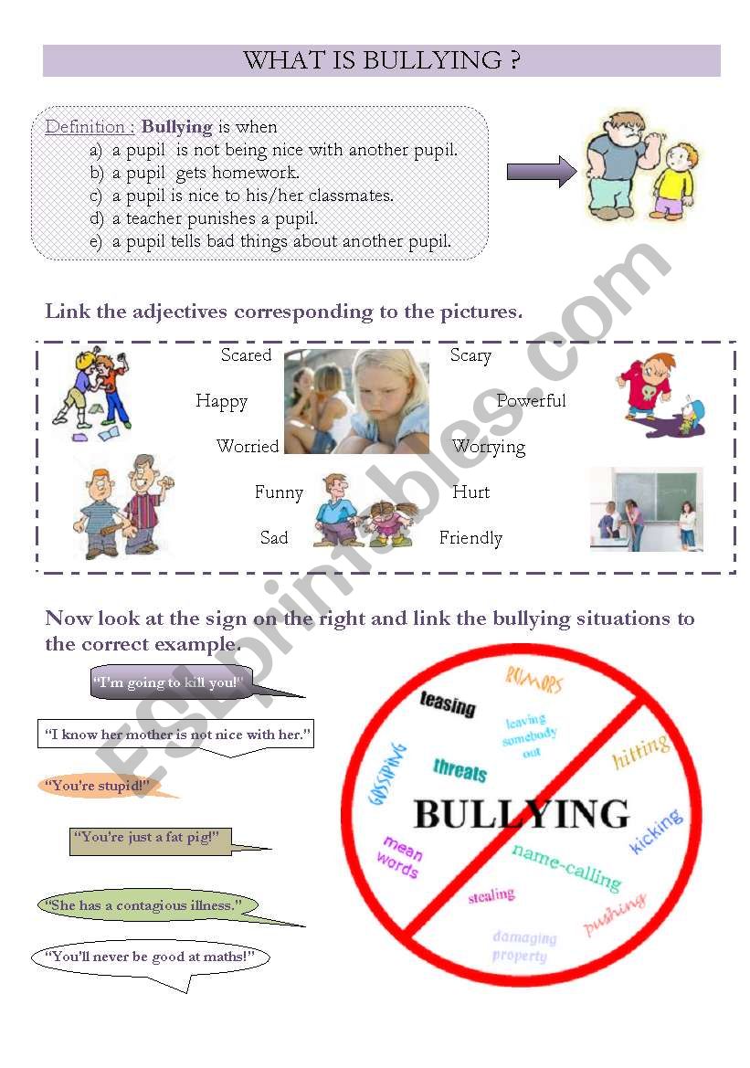 What is bullying? worksheet