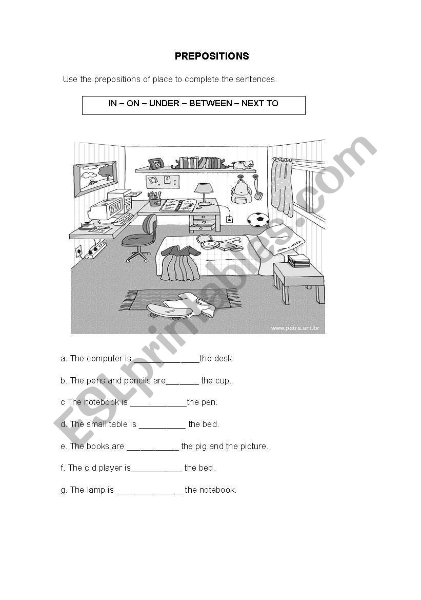 Prepositions worksheet