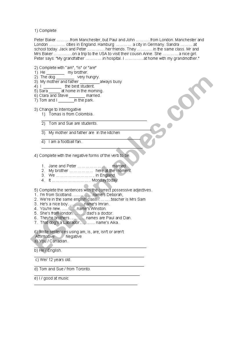 to be  worksheet