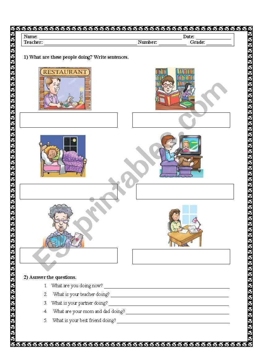 Present continuous worksheet