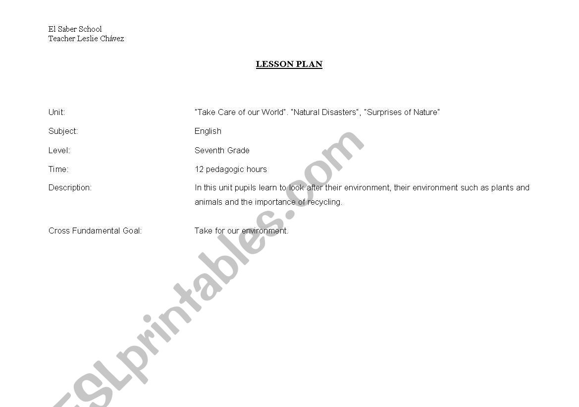 lesson plan worksheet