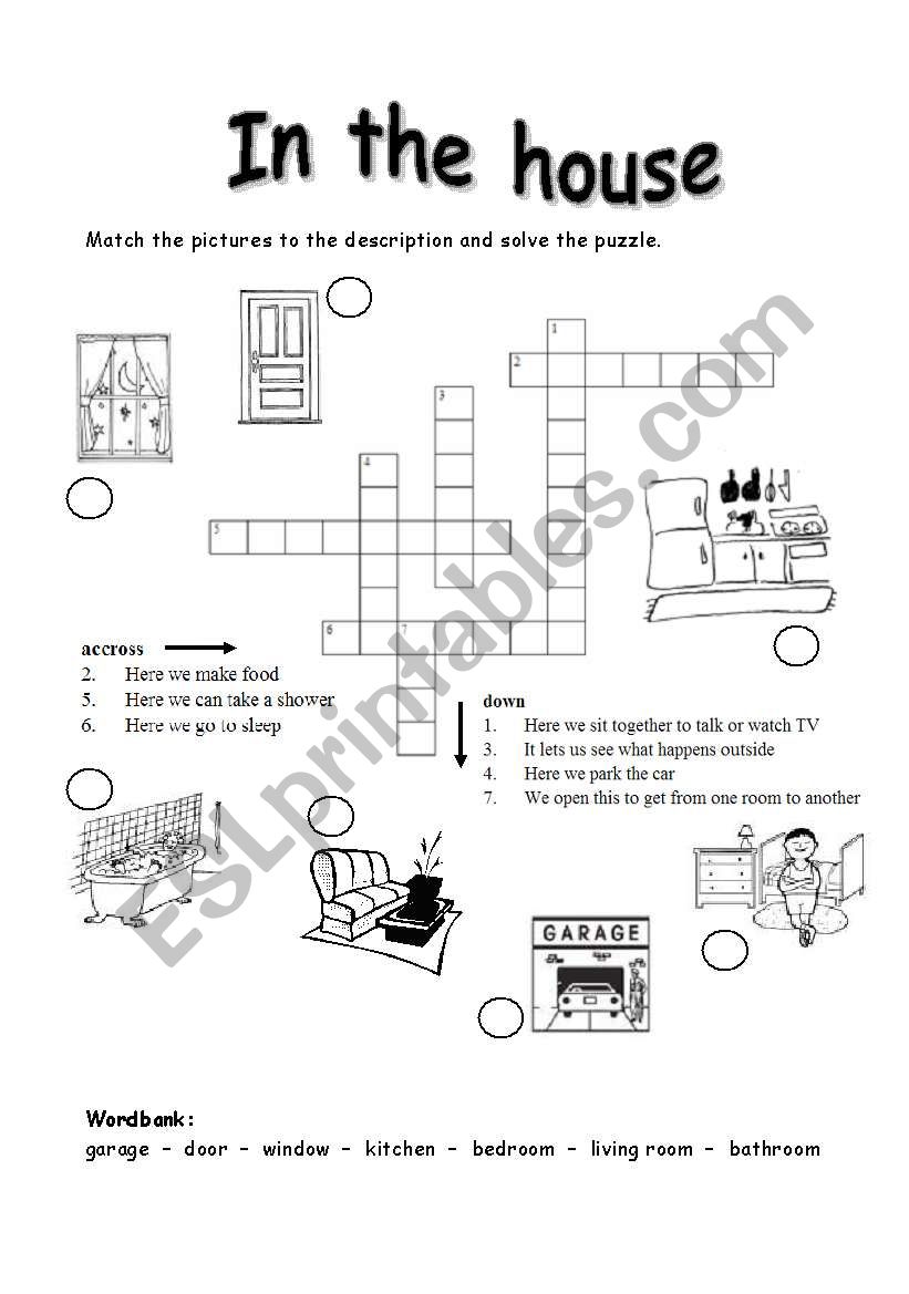 rooms crossword worksheet