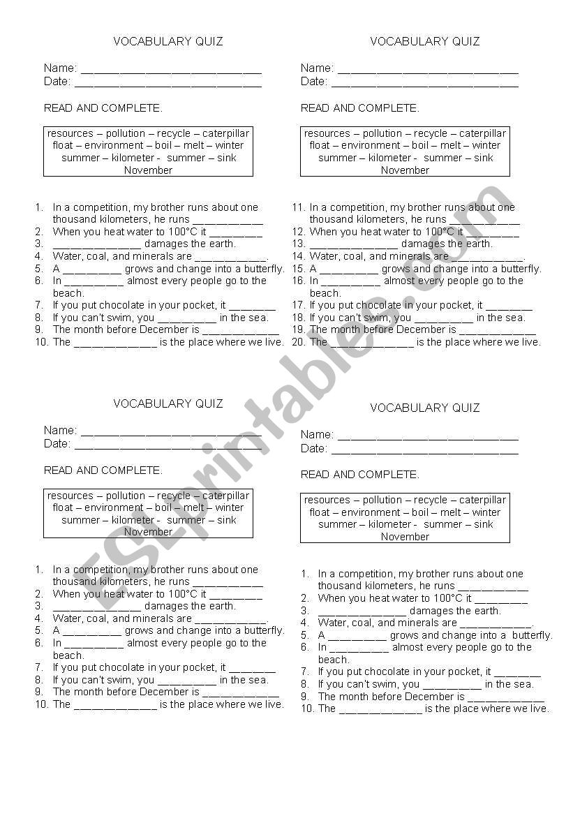 VOCABULARY IN CONTEST worksheet