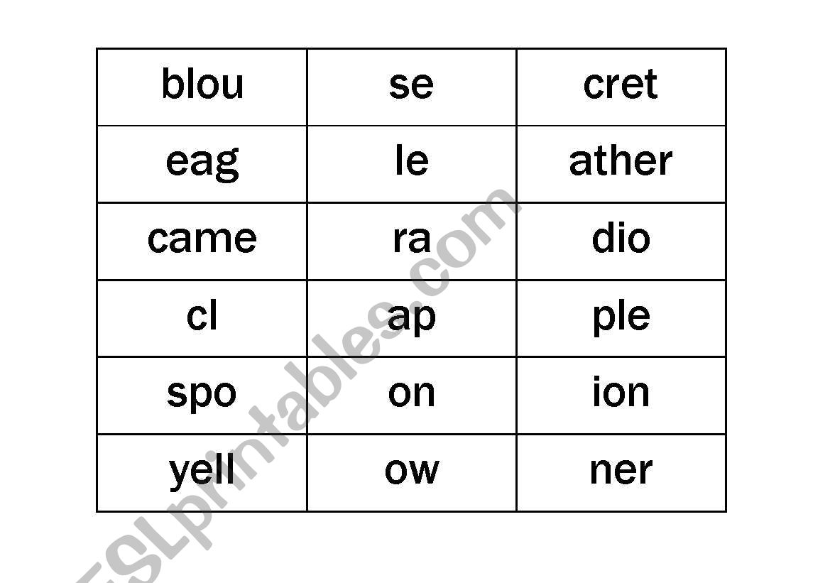 Make two words worksheet