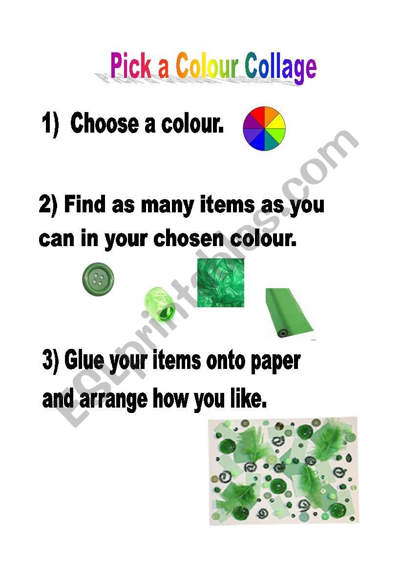 one colour collage instructions with pictures