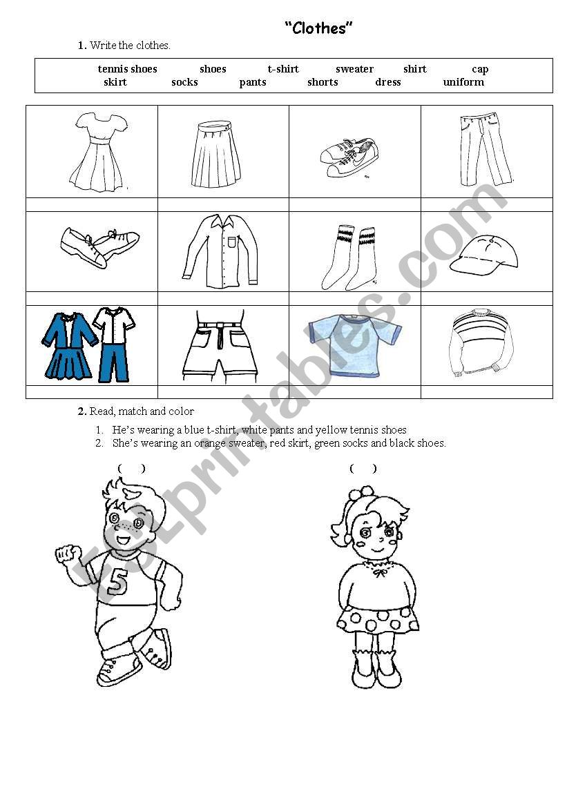 Clothes worksheet