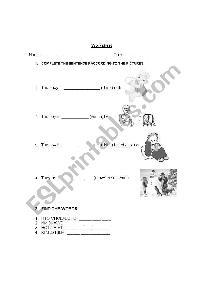 Actions all the time! worksheet