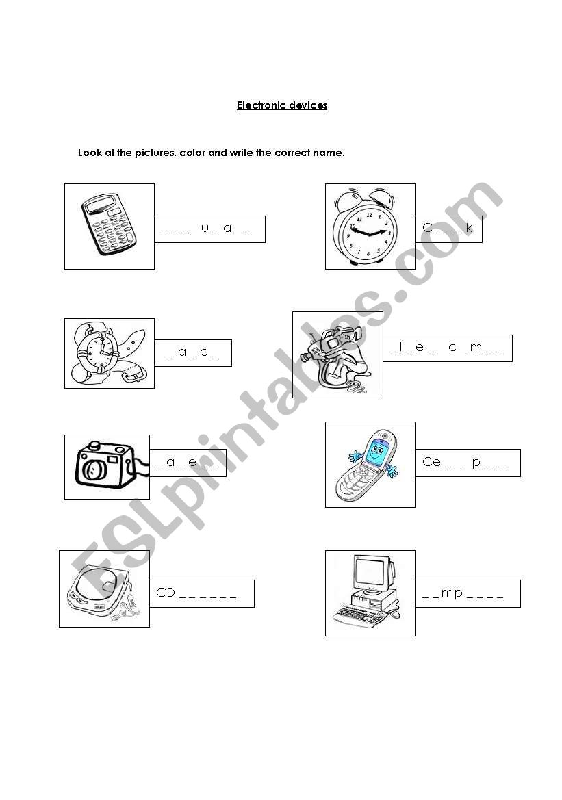 Electronic devices worksheet