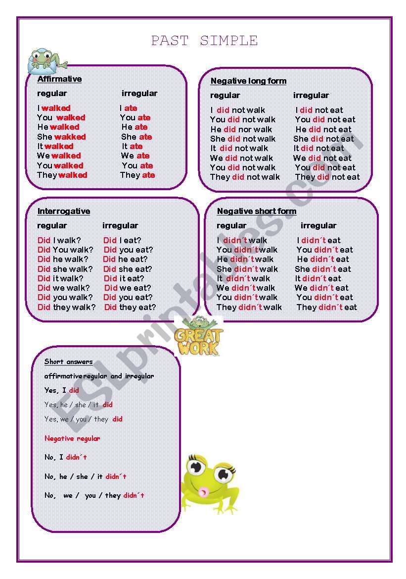 past simple 4 pages worksheet