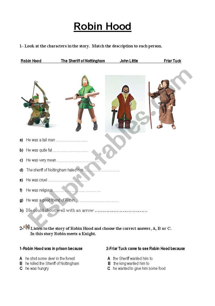 robin hood worksheet