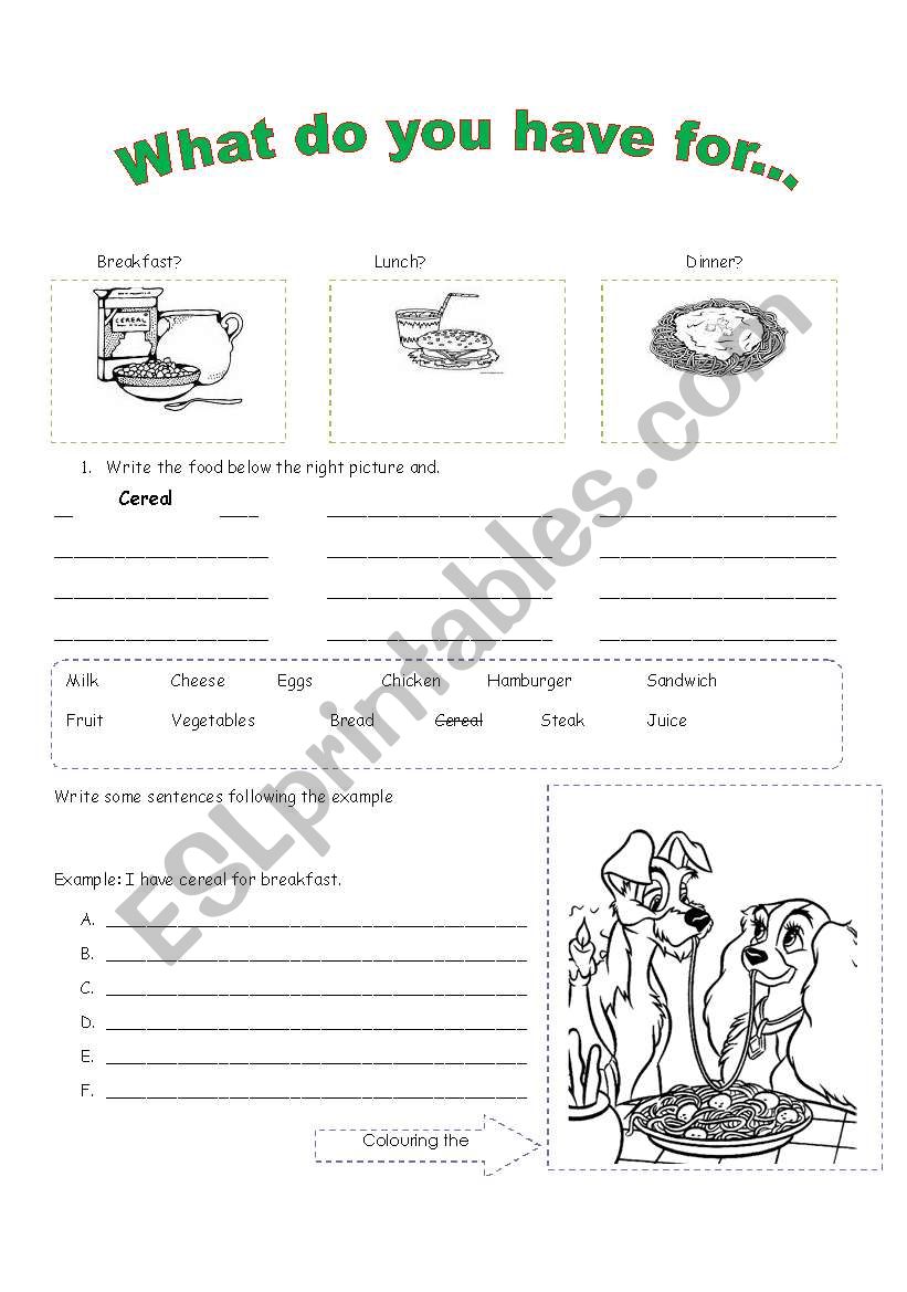 Food worksheet