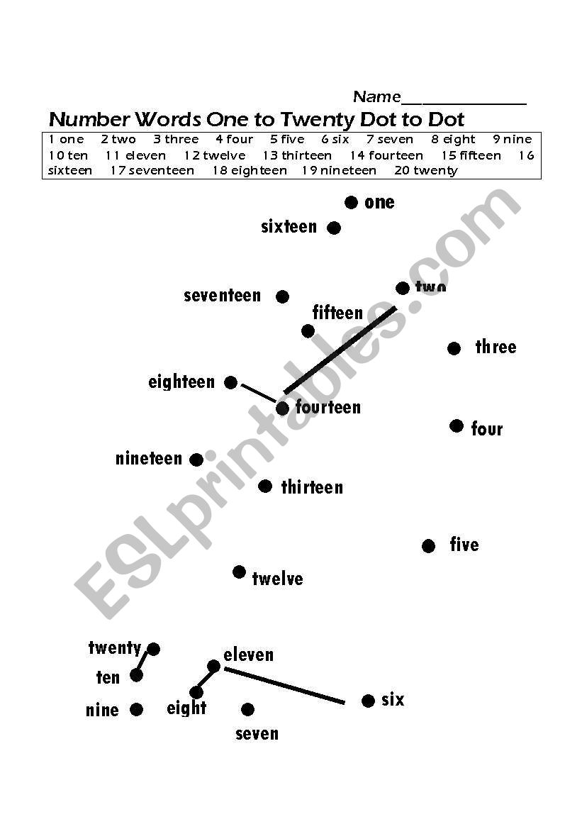 Number Words One to Twenty Dot to Dot Sailboat