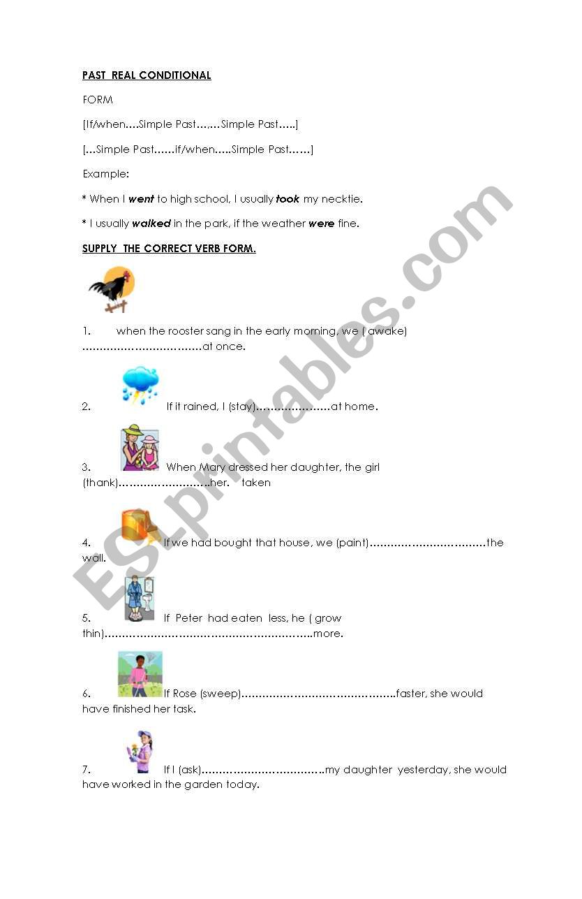Past Real Conditional worksheet