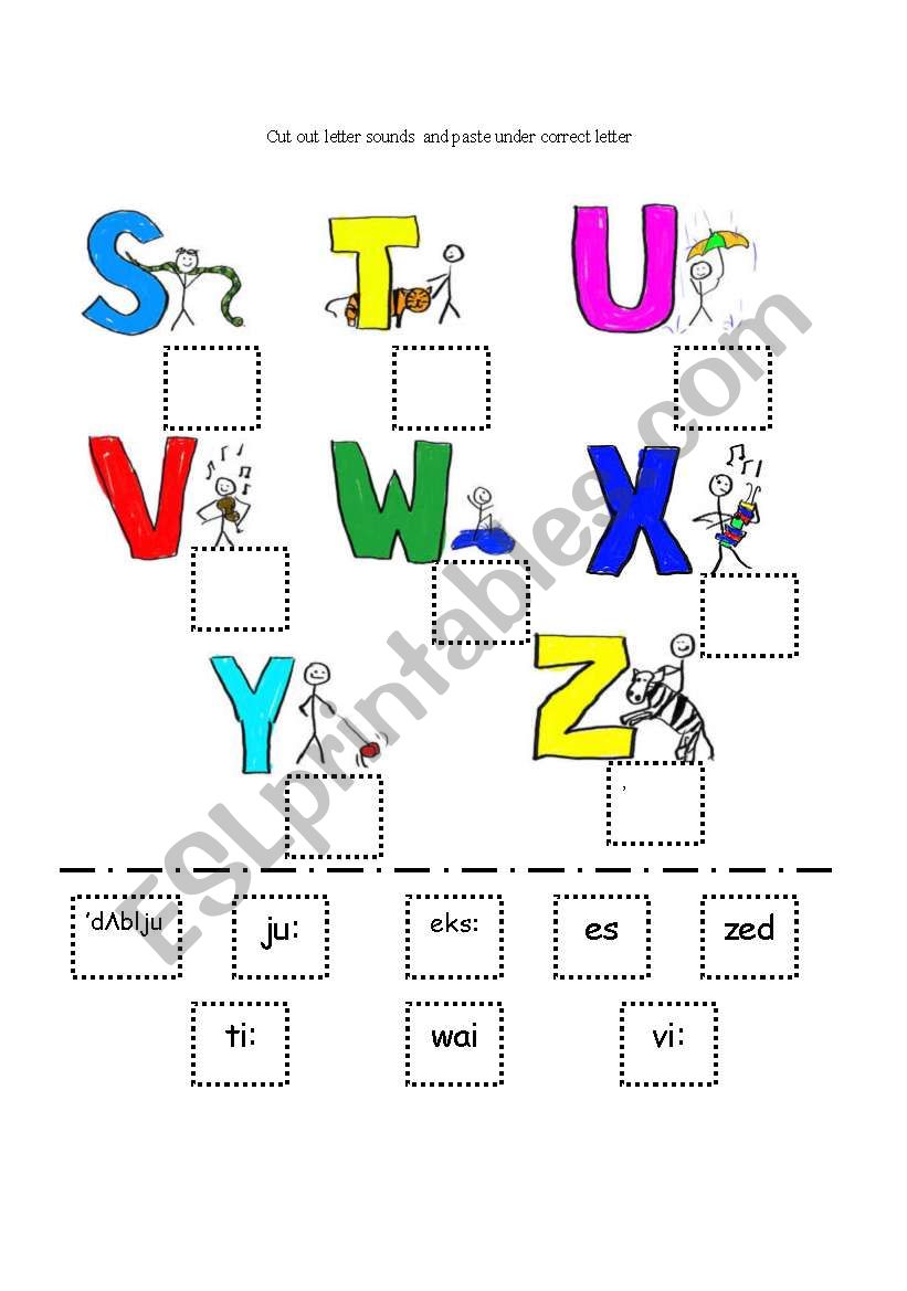 alphabet (s-z) part3 worksheet