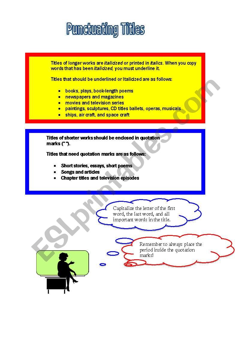 Punctuating Titles worksheet