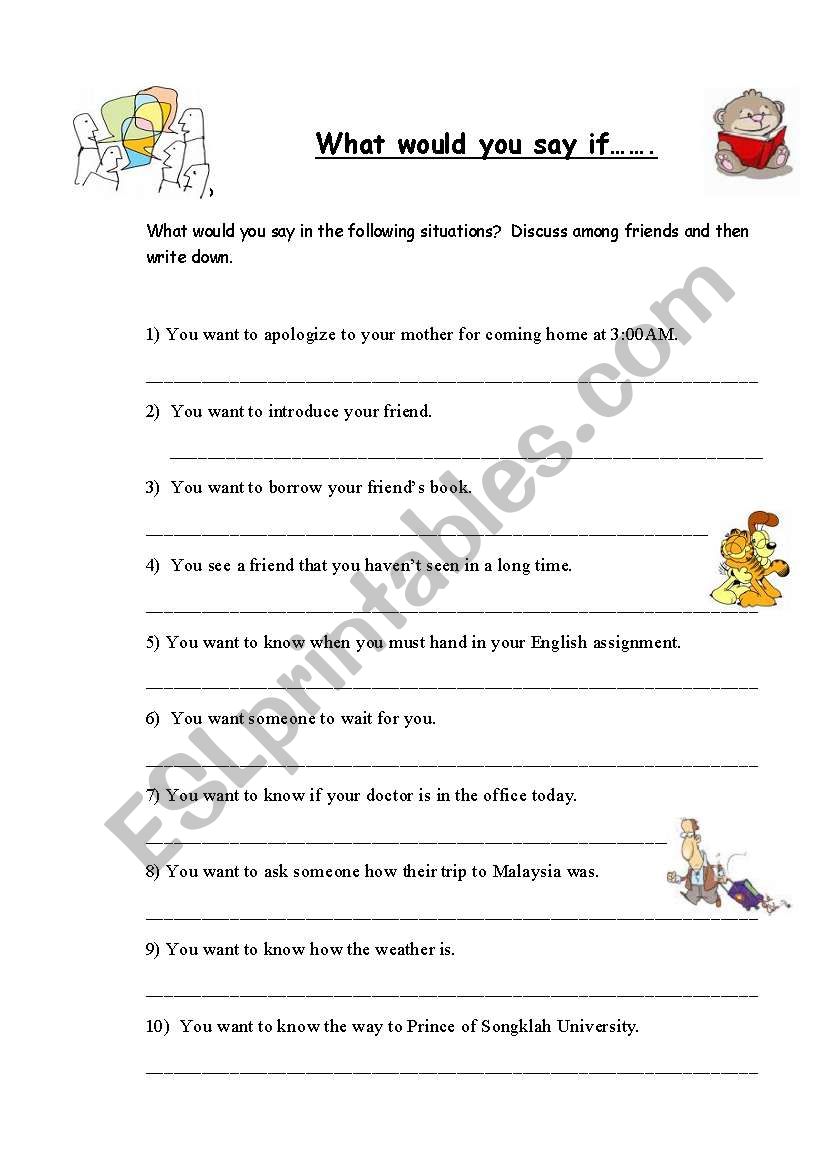 what would you say if.... worksheet