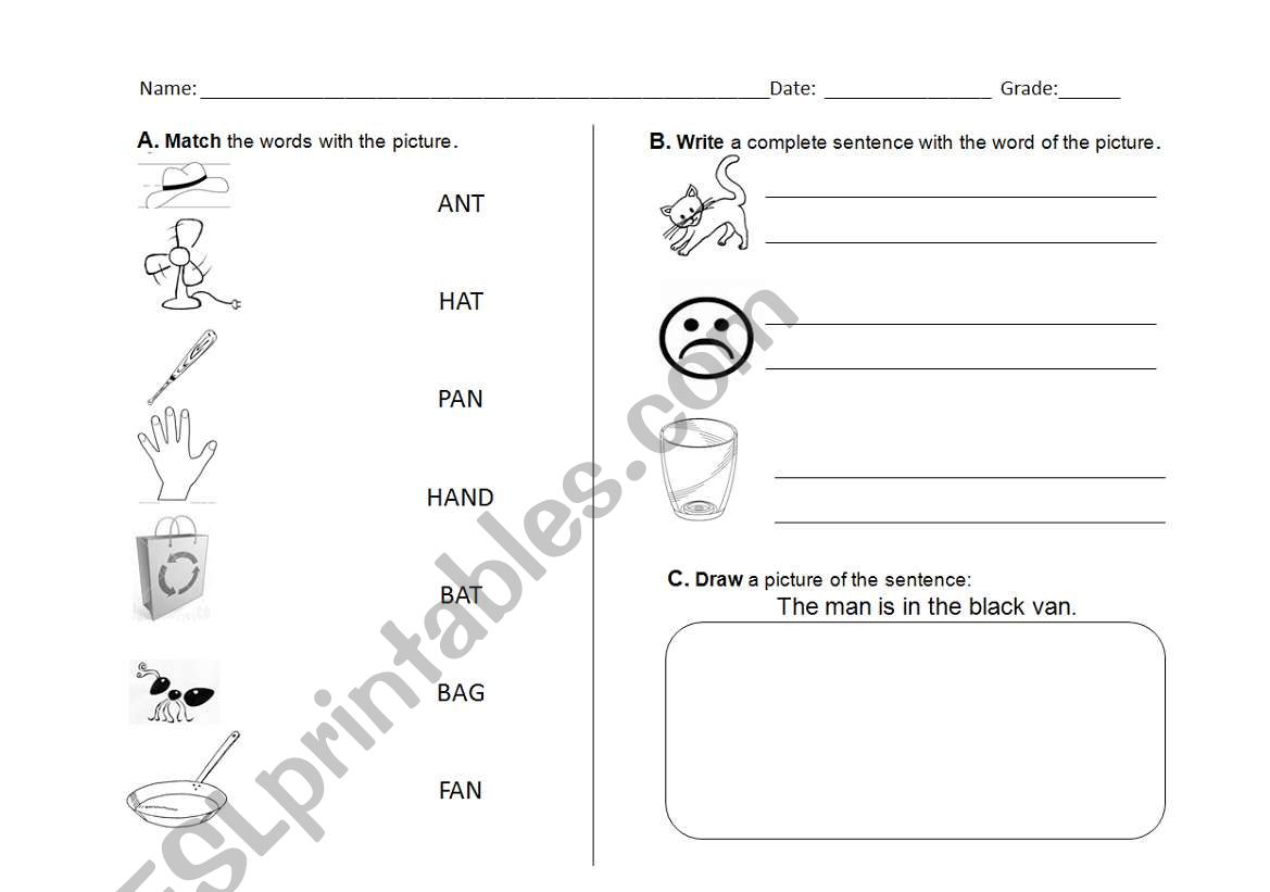 Short a worksheet worksheet