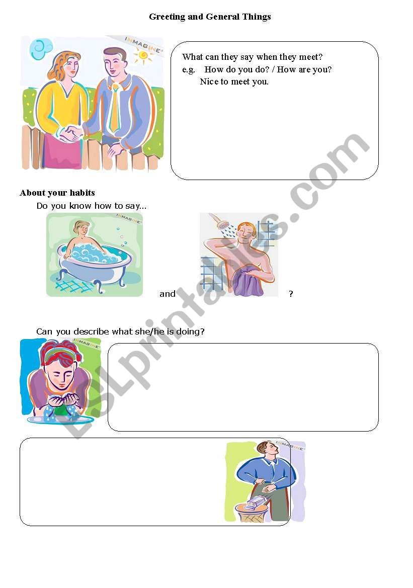 Greeting and General Things worksheet