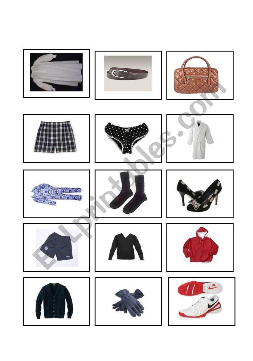 Clothes memory game worksheet